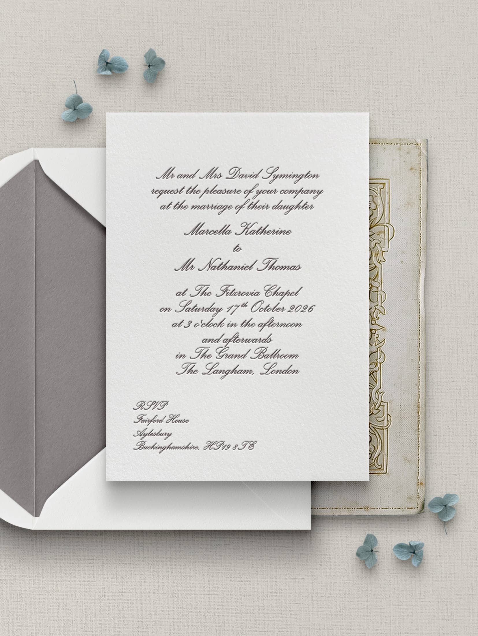 Juliet wedding stationery sample