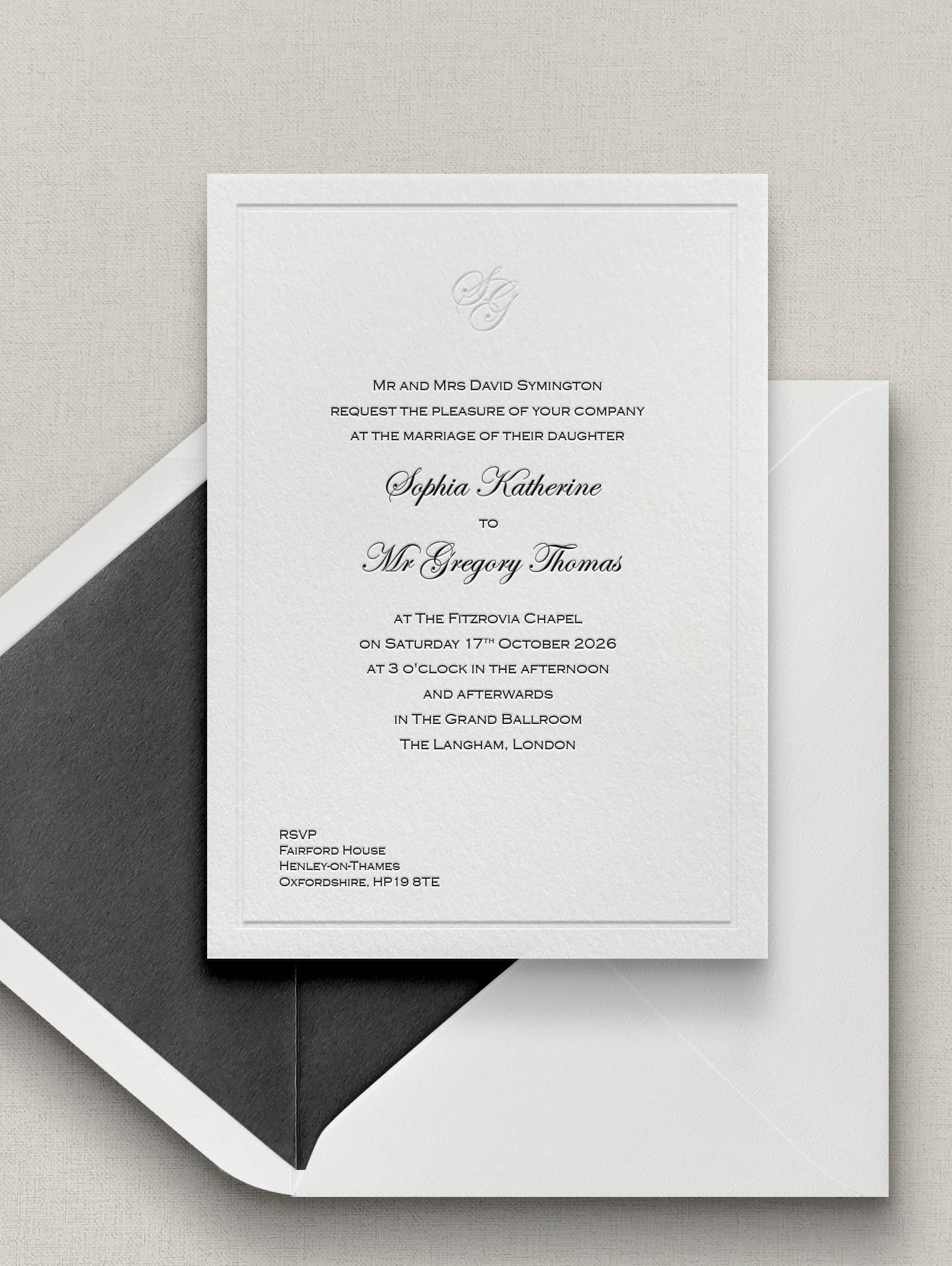 Katherine wedding stationery sample